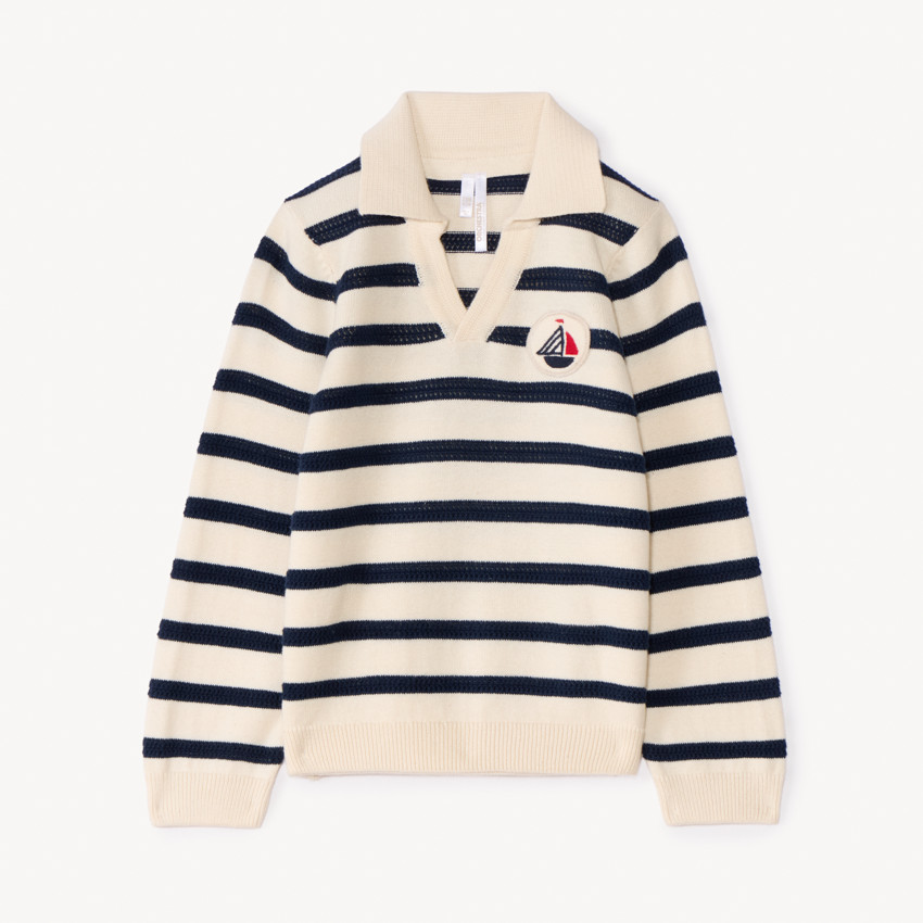 Pull en tricot rayé à col polo pour bébé garçon 
