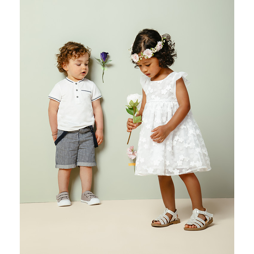 Bermuda met verticale strepen overal en verstelbare bretellen 