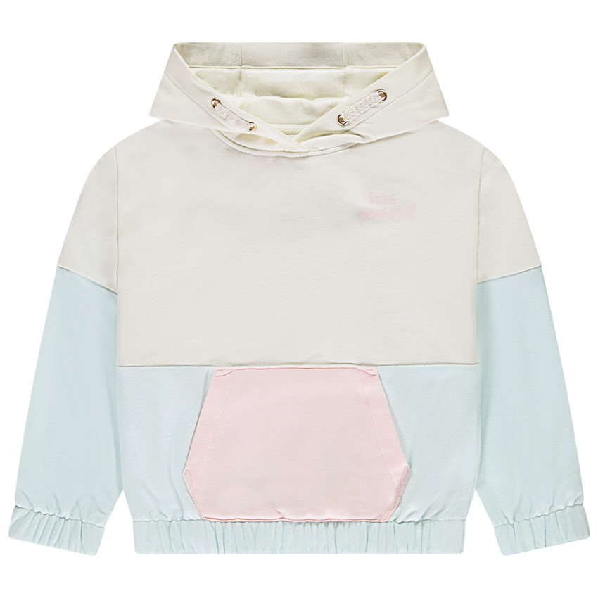 Sweat molleton oversize effet color block à capuche pour fille 