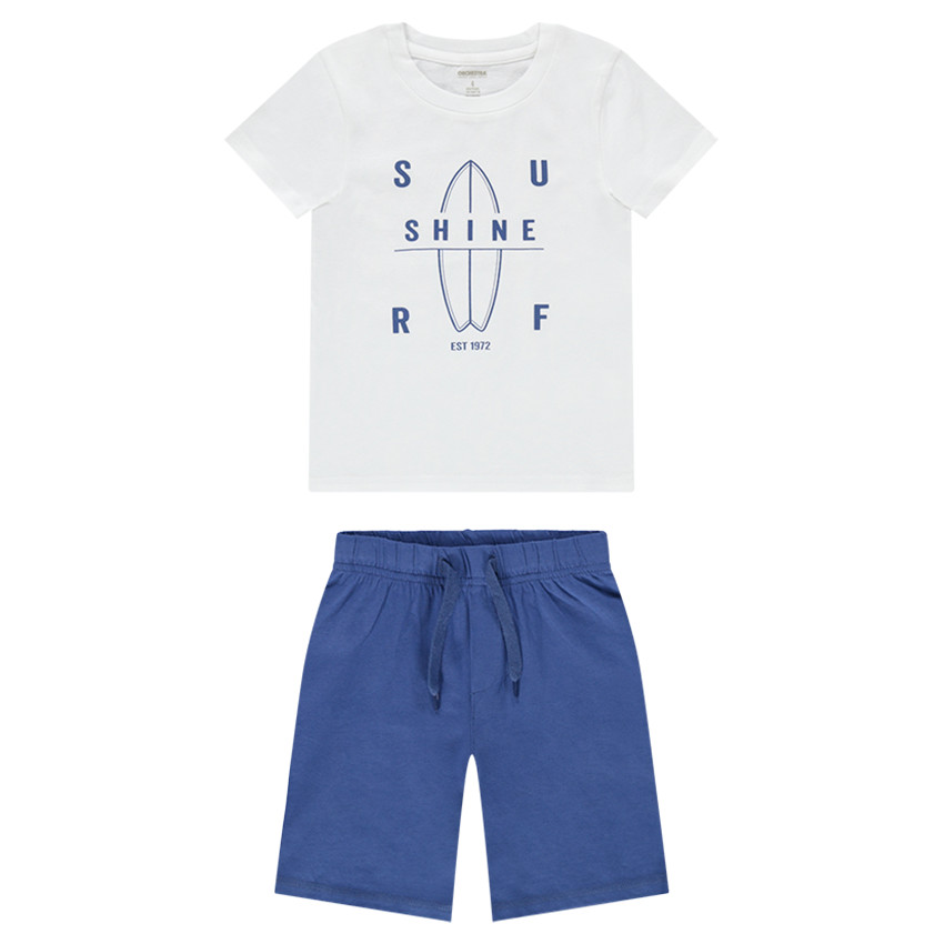 Pyjama court pour enfant garçon en jersey de coton print surf 