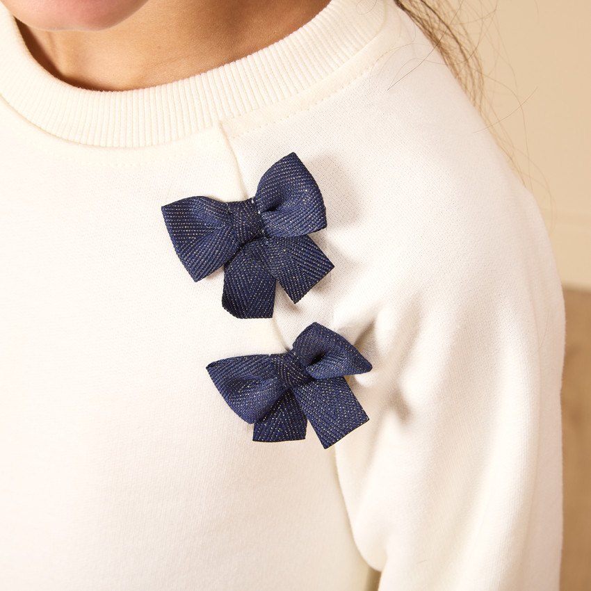 Lange mouwen jurk in twee materialen met fantasie voor meisjes 