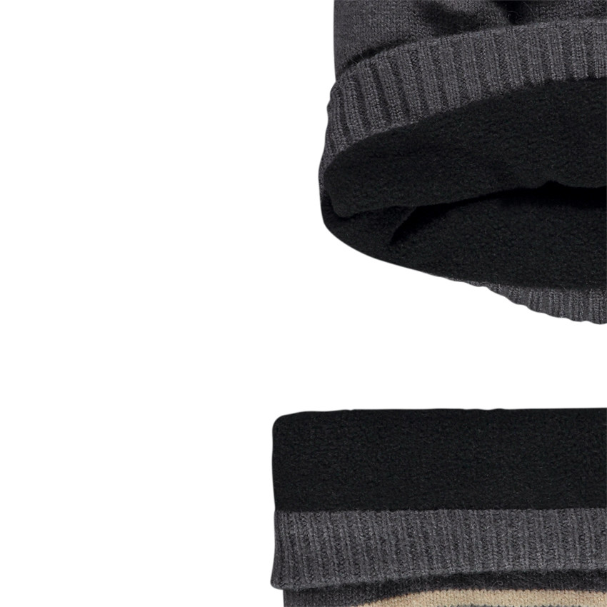 Ensemble bonnet et snood en tricot doublé polaire pour bébé garçon 