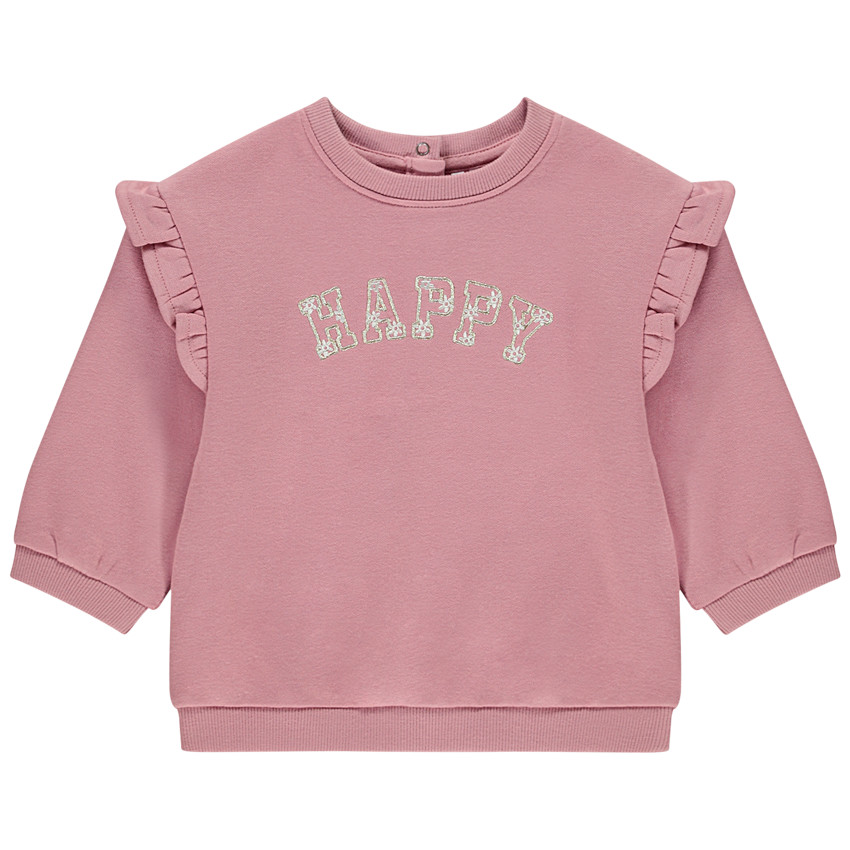 Sweatshirt met lange mouwen in fleece met geborduurd patch voor baby meisje 