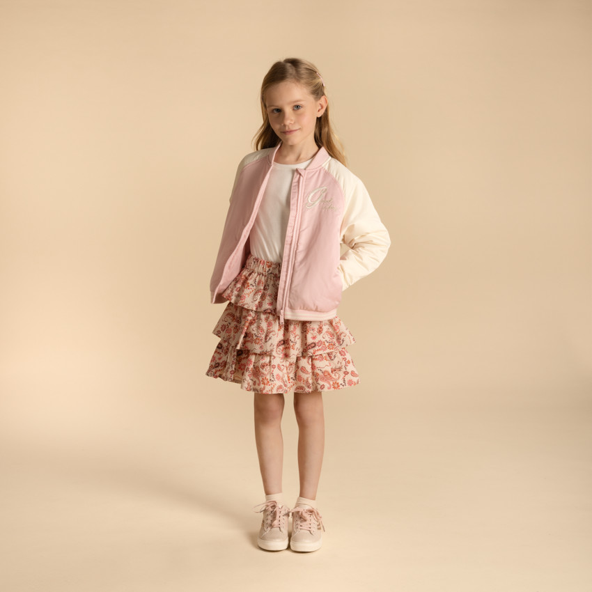 Blouson teddy bicolore avec écriture brodée pour fille 