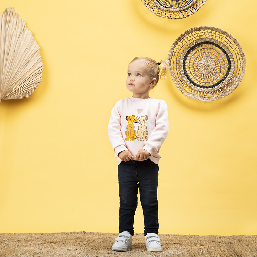 Sweat en molleton rose print Simba et Nala Roi Lion Disney 