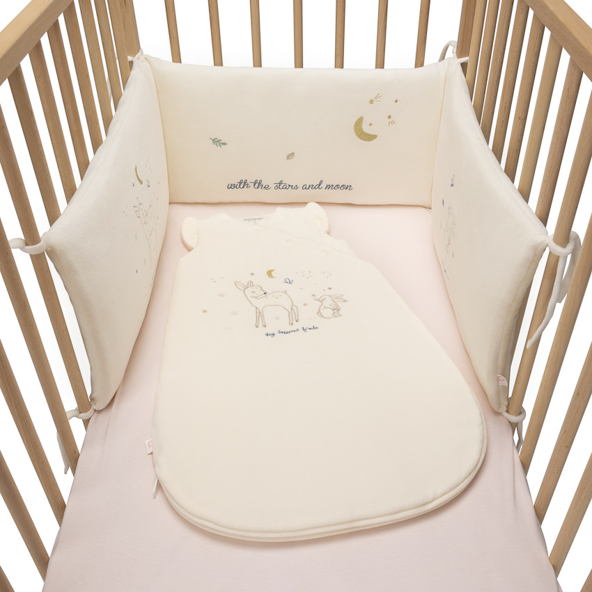 Tour de lit 3 pans en velours Little Deer écru 