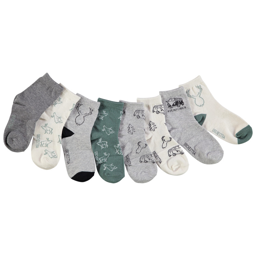 Lot de 8 paires de chaussettes normales fantaisies pour garçon 