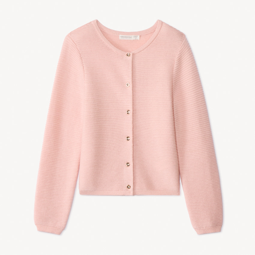 Vest met lange mouwen in effen gebreide stof voor meisjes 