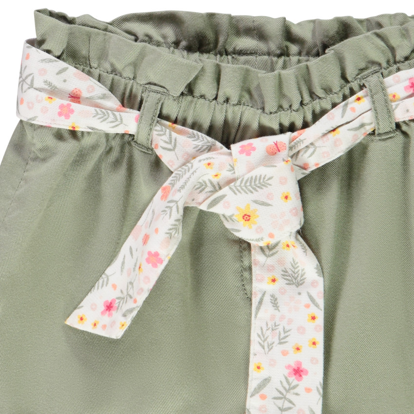 Short léger avec ceinture imprimé fleurs pour bébé fille 