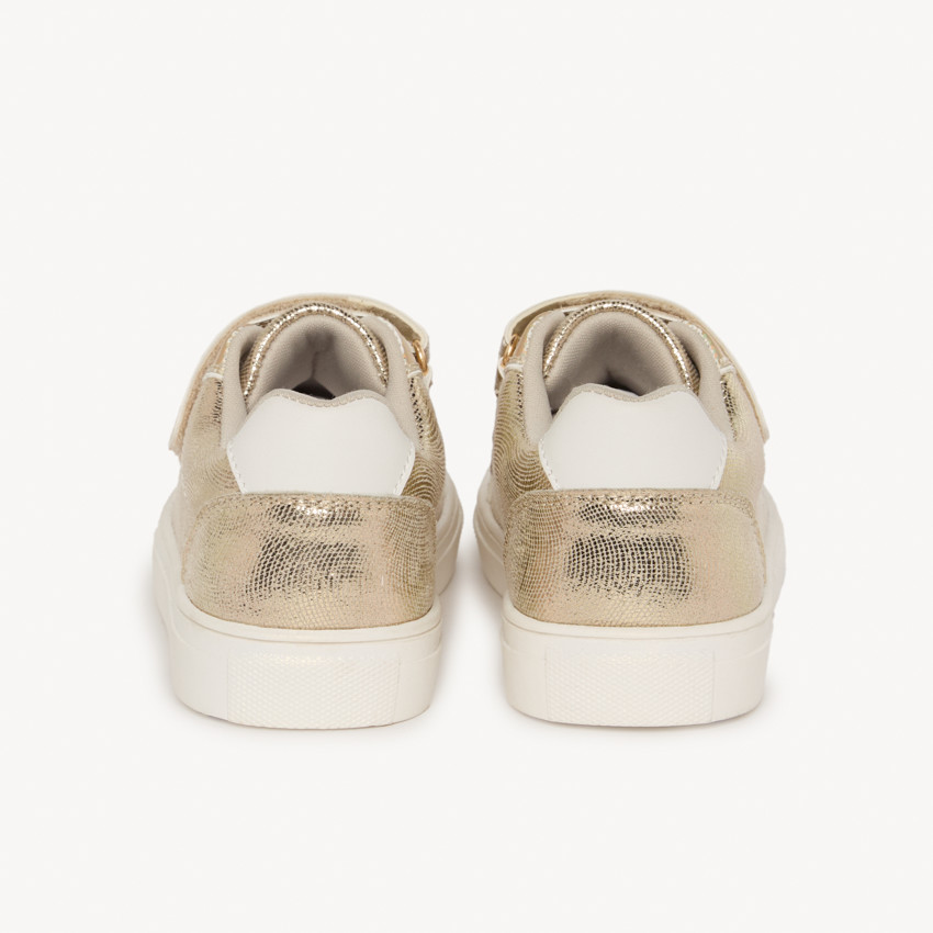Lage gouden sneakers met iriserend en pailletten effect voor meisjes 