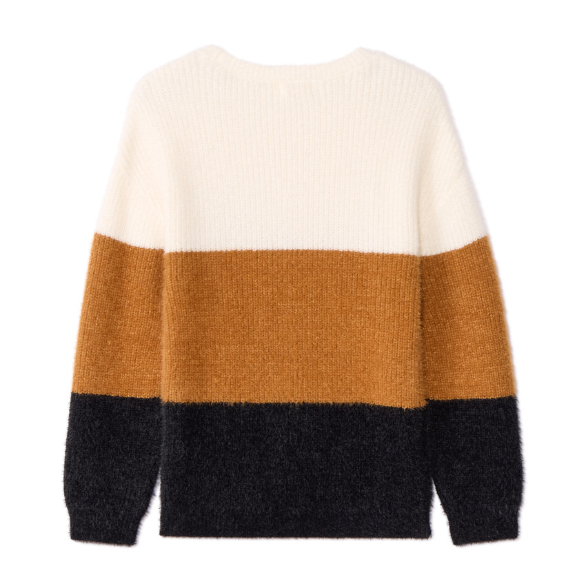 Gebreide oversize trui met colour block effect voor meisjes 