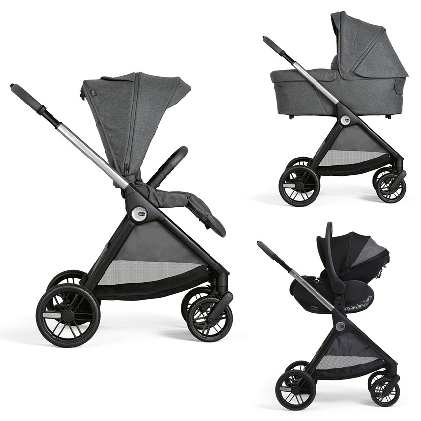 Kinderwagen Trio Bellagio Recline Zwart Satijn 