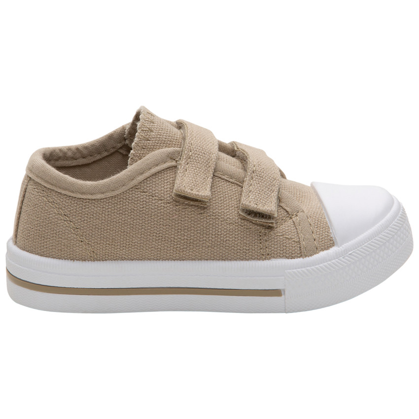 Sneakers beige van stof met klittenband van maat 24 tot 35 