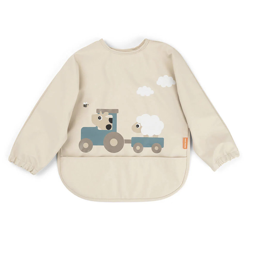 Bavoir imperméable à manches avec poche Tiny Farm Sable 