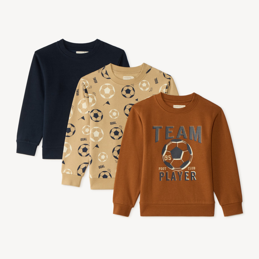 Lot de 3 sweats garçon motif football  