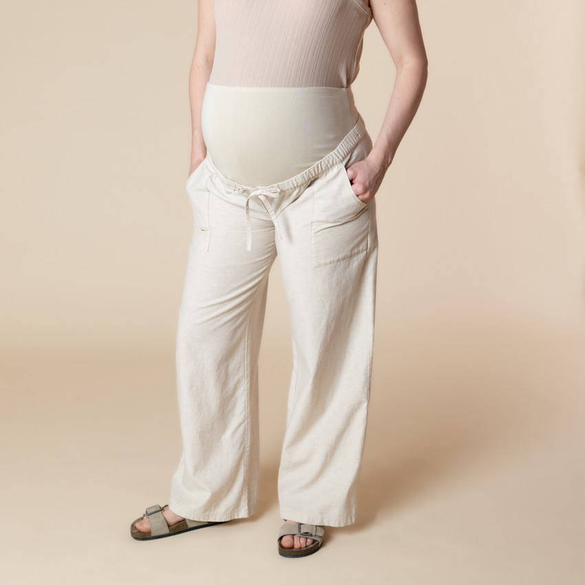 Pantalon large et fluide de grossesse avec bandeau haut 