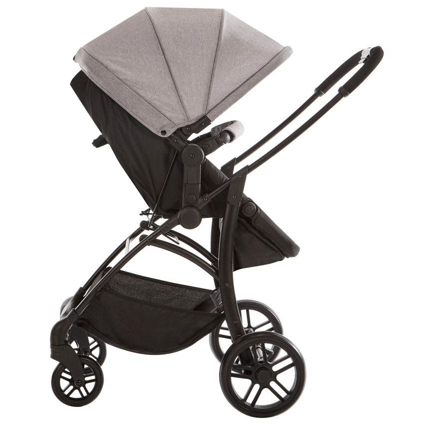 Poussette trio combinée avec siège-auto et couffin gris chiné/noir 