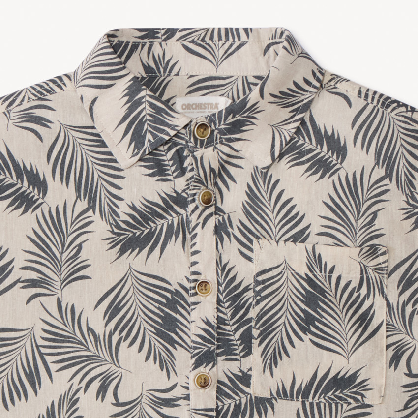 Korte mouwen overhemd met bladprint voor jongens 