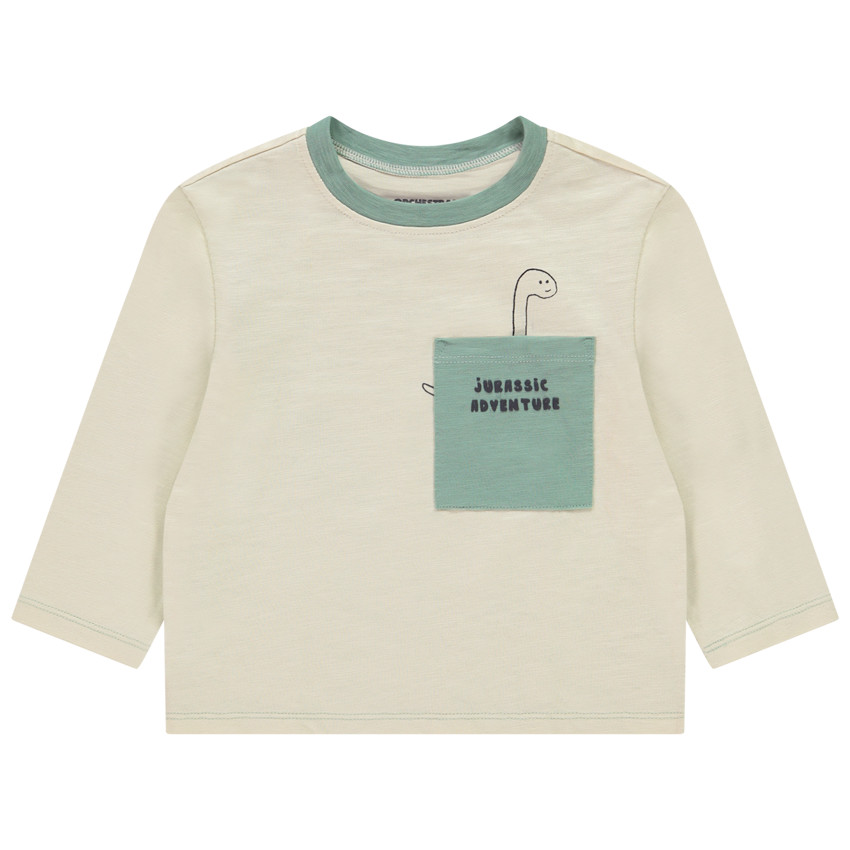 Oversized T-shirt met lange mouwen en dino prints voor baby jongens 