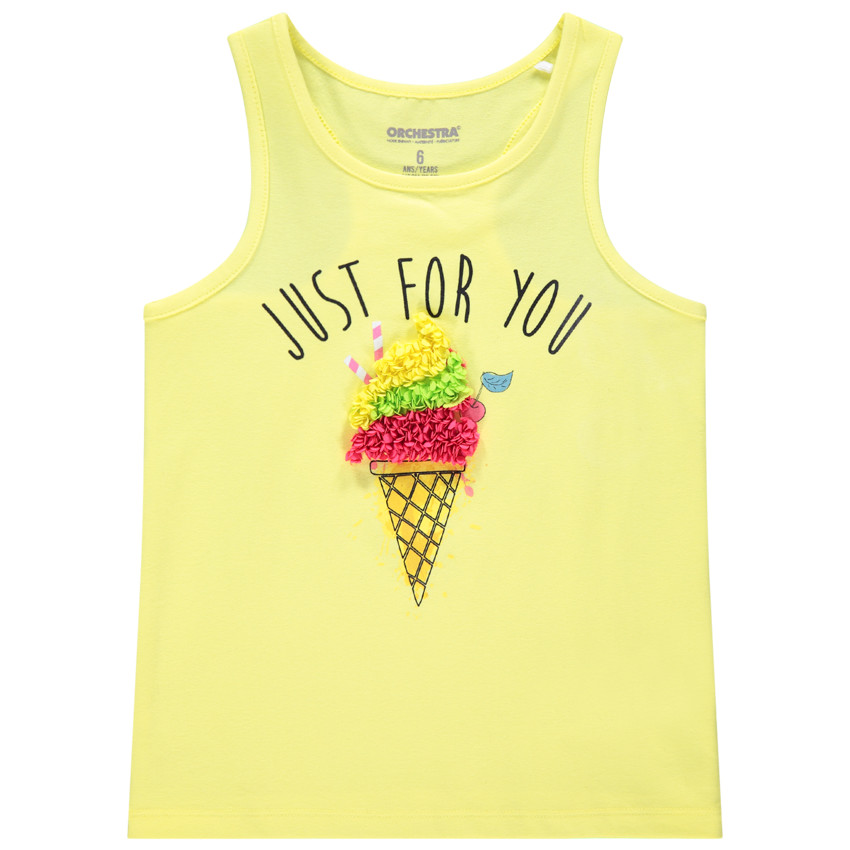 Débardeur uni à texte et glace en relief 