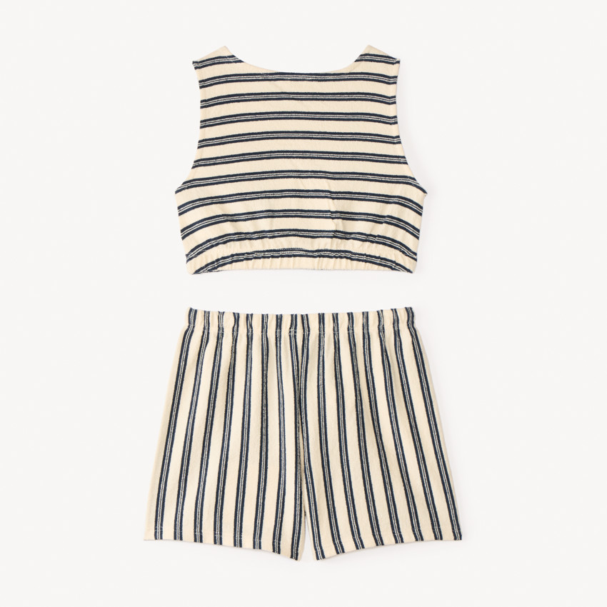 Ensemble court 2 pièces total look rayé pour fille 