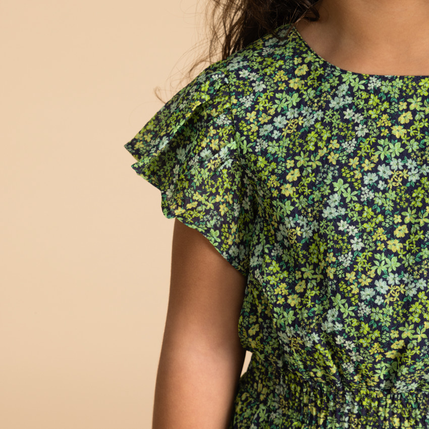 Jurk met korte mouwen en bloemenprint voor meisjes 