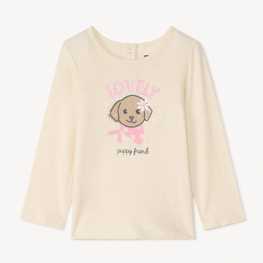 Langarm T-shirt met glitters voor meisje 
