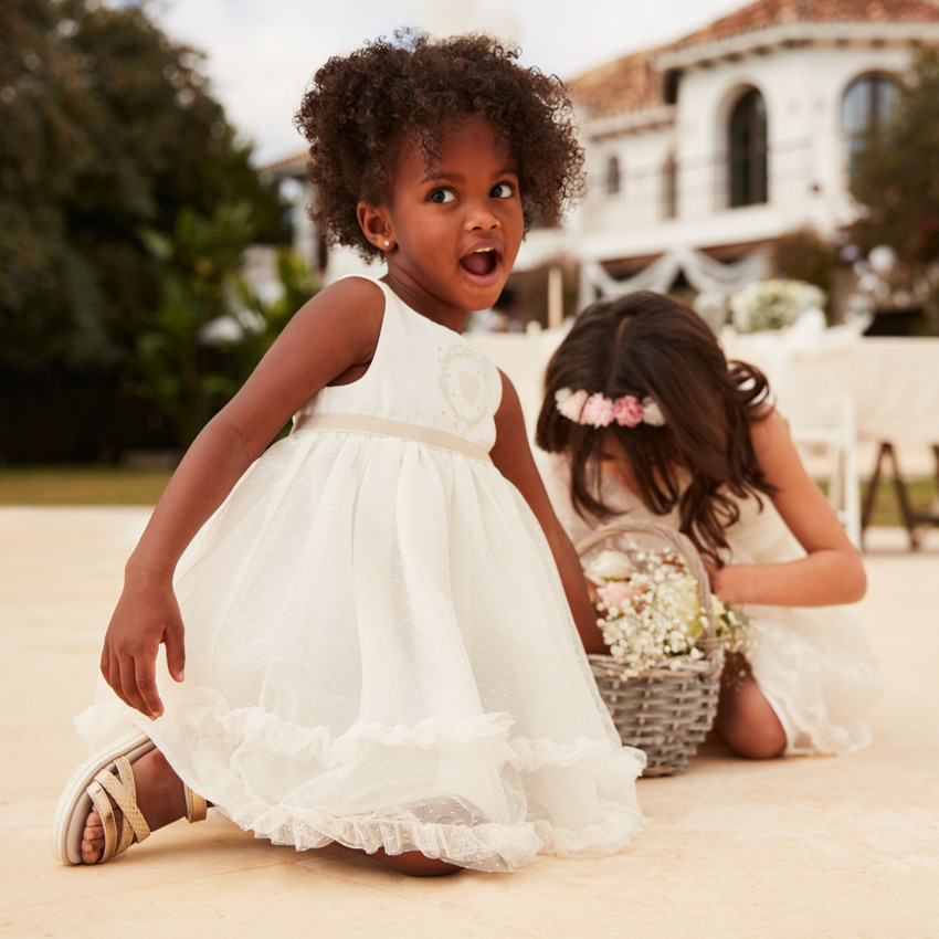 Jurk met 2-in-1 effect en hartvormige open rug voor babymeisjes 