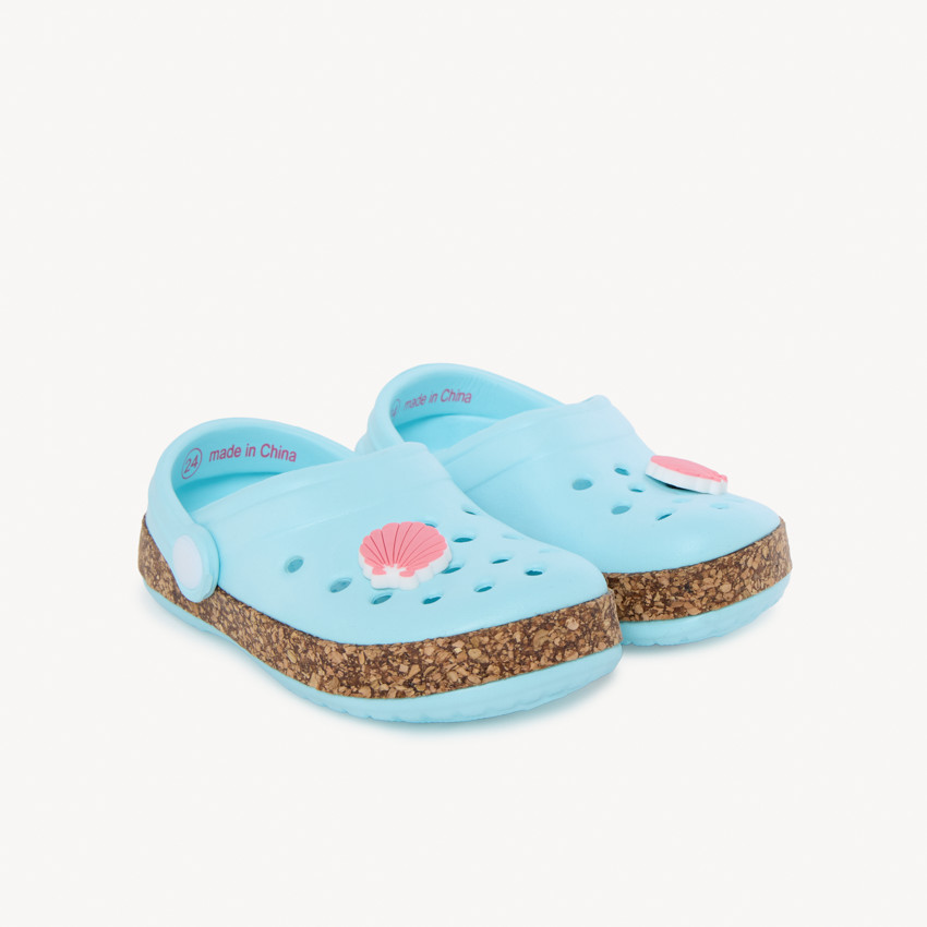Bloemenbadslippers met kurk effect zool voor meisjes 