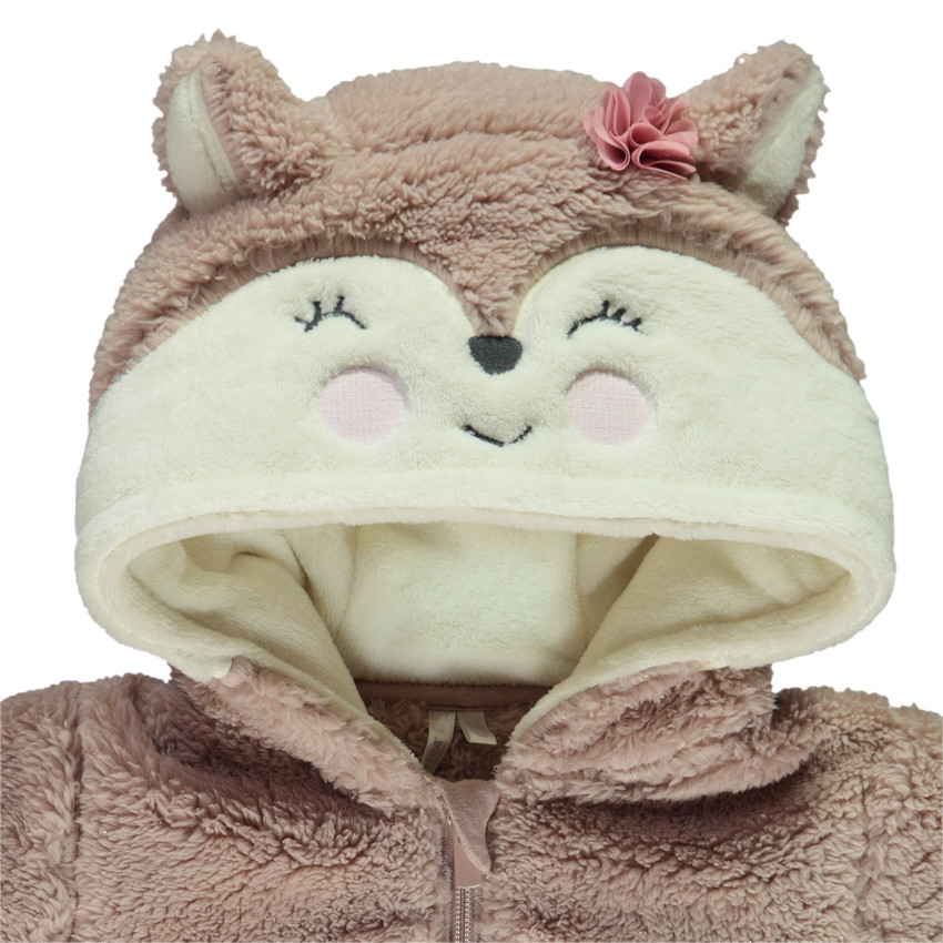 Surpyjama ludique renarde en sherpa pour bébé fille 