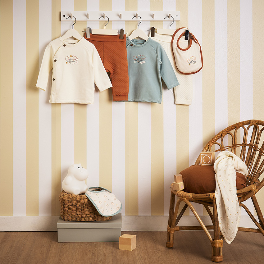 Lot de 2 bavoirs fantaisie doublés éponge pour bébé 