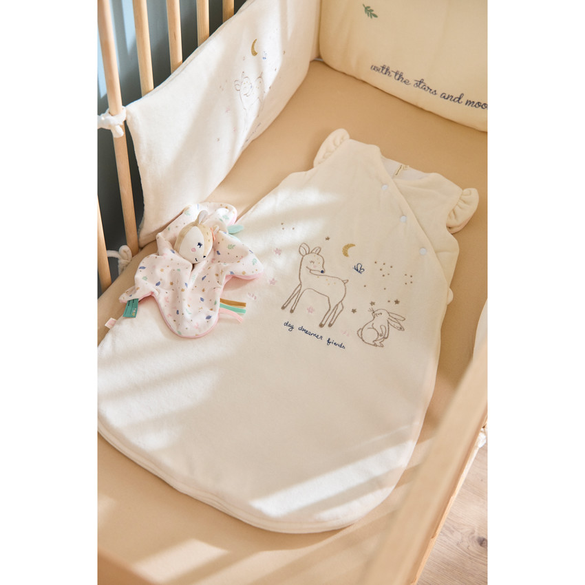 Gigoteuse sans manches TOG 3 en velours 18-36M Little Deer écru 