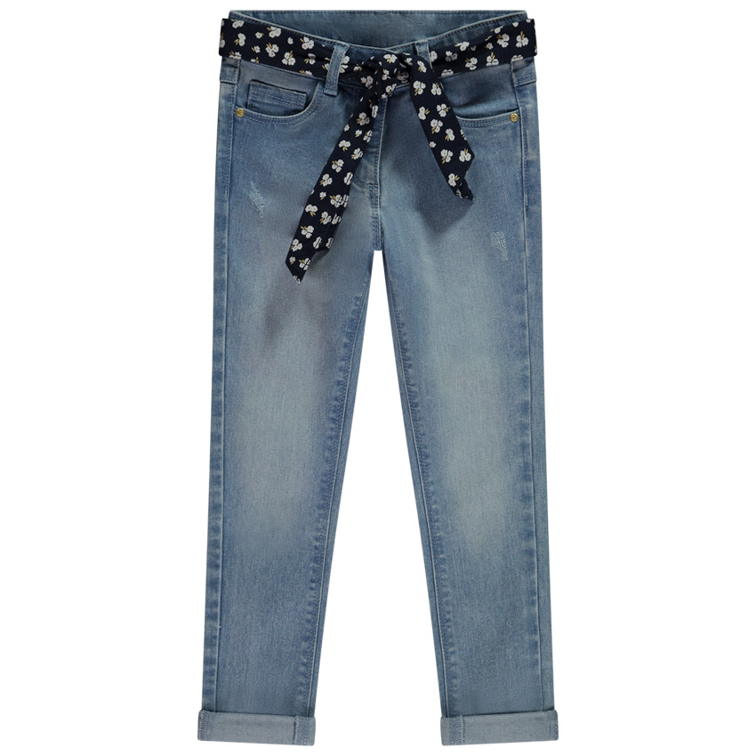 Slimme jeans in denim met een fantasie halsdoek voor meisjes 