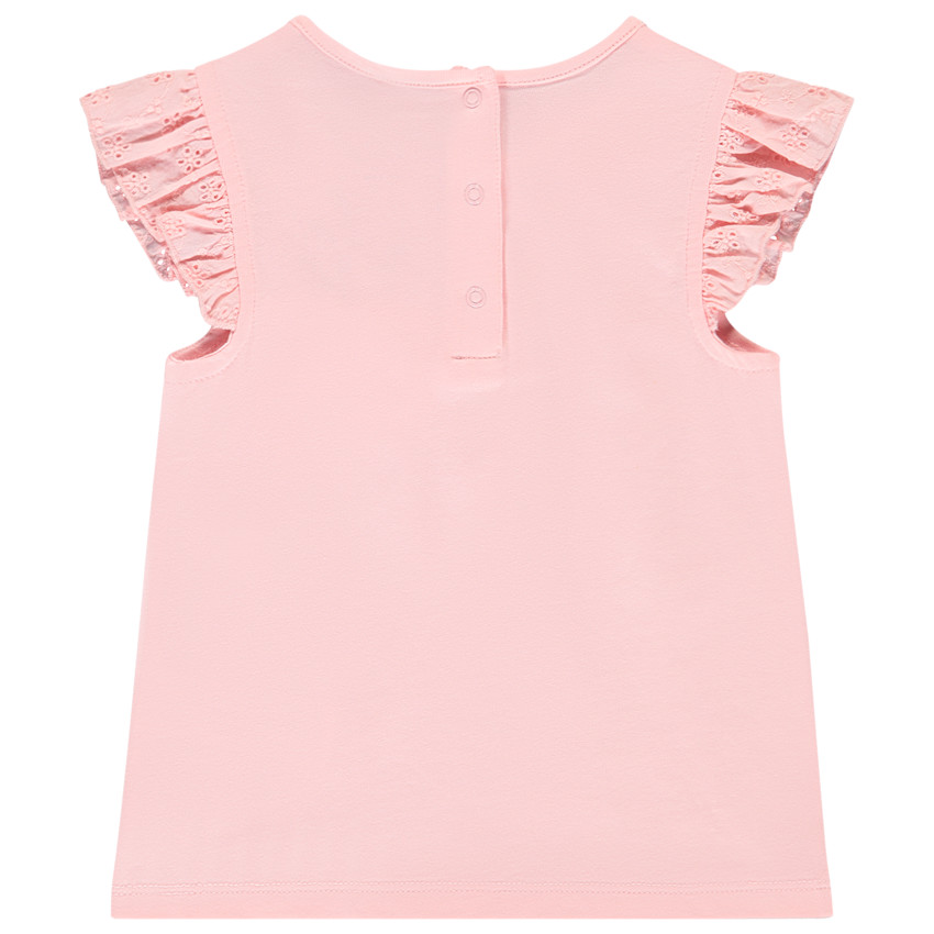 Korte mouwen T-shirt met geborduurde zak voor baby meisje 