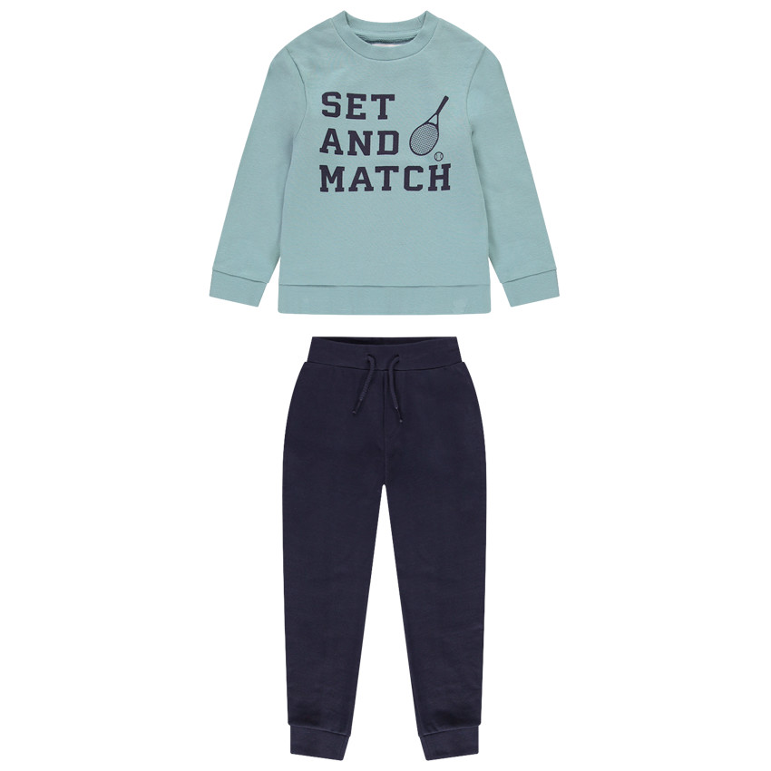 Ensemble en molleton sweat print message + jogging pour garçon 
