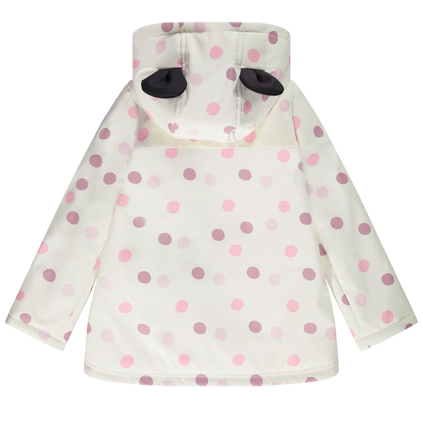 Parka gomme à capuche fantaisie Minnie Disney imprimé pois pour fille 