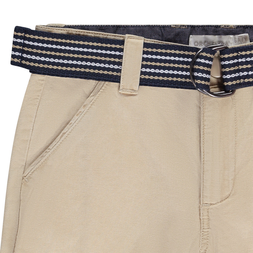 Bermuda uni avec ceinture fantaisie garçon 