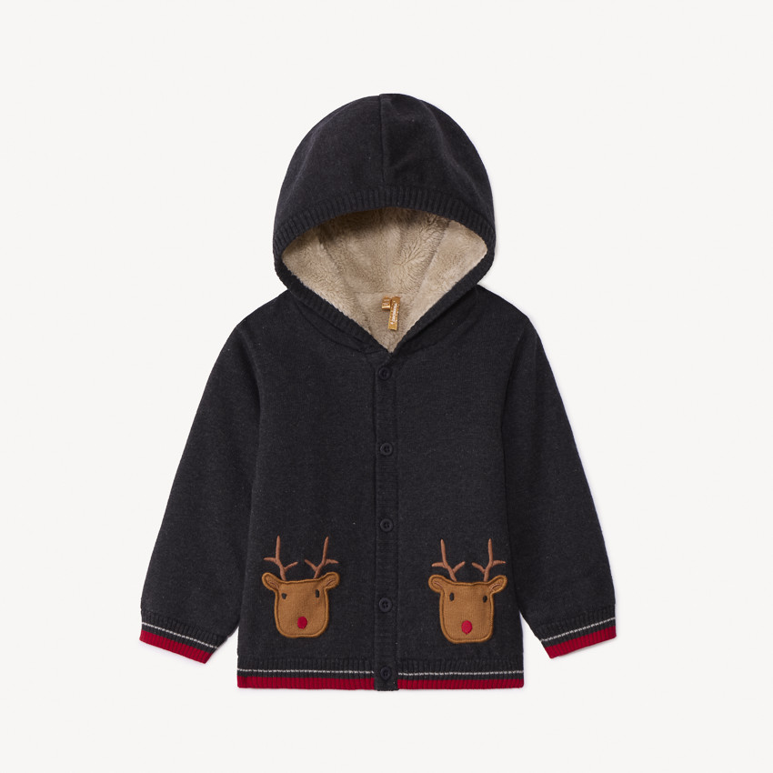 Gebreide kerstgilet met rendieren voor babyjongen 