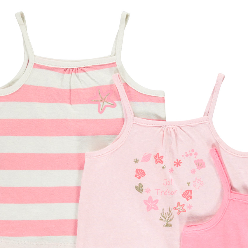 Lot de 3 débardeurs fantaisie à bretelles fines pour bébé fille 