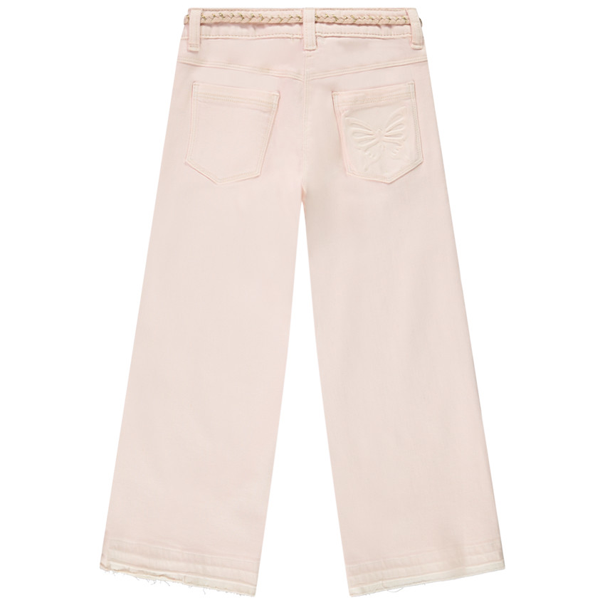 Pantalon large en denim avec ceinture effet tressé pour fille 