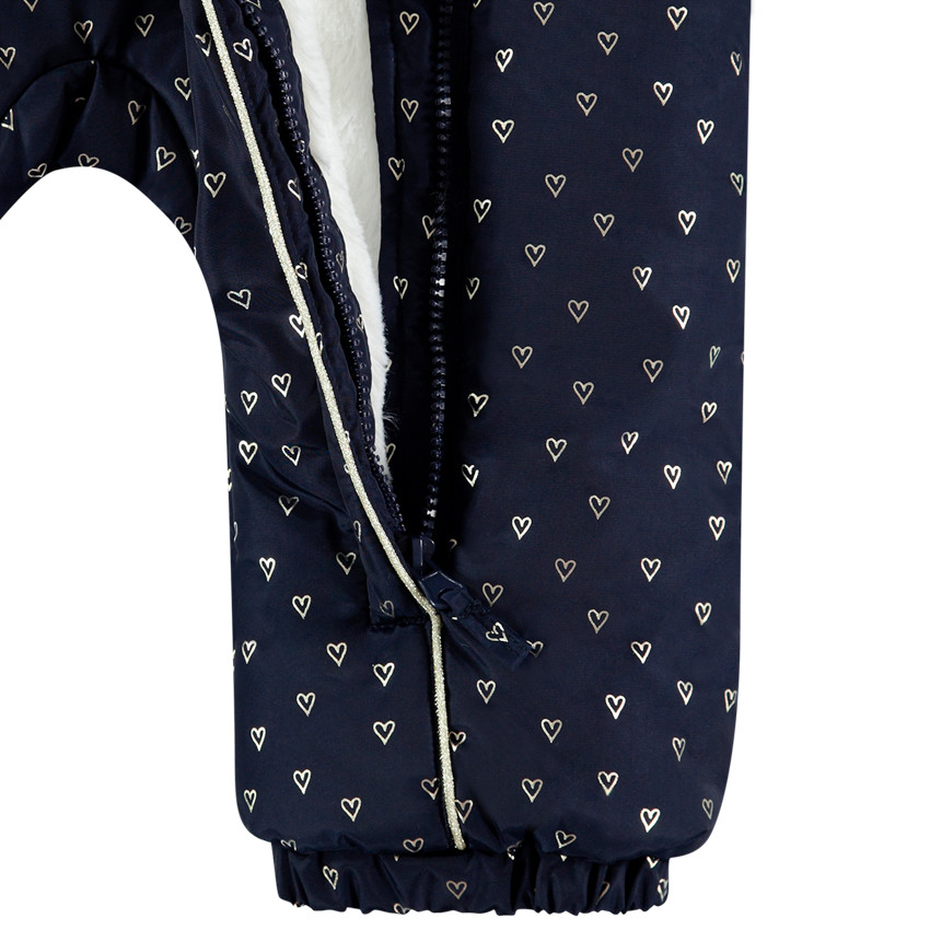 Combi-pilote imprimée coeurs doublée sherpa pour bébé fille 