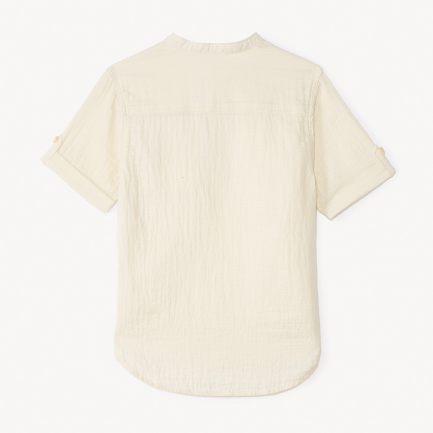 Korte mouw blouse met mao-kraag van gaas jongens 