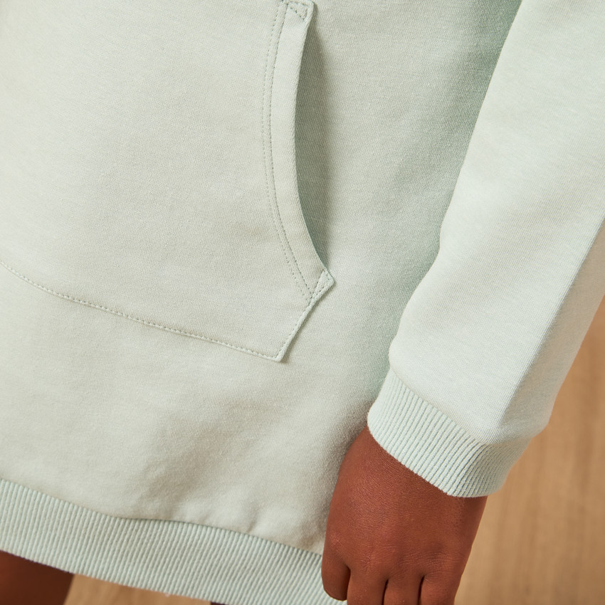 Robe sweat à strass et poche kangourou pour fille 