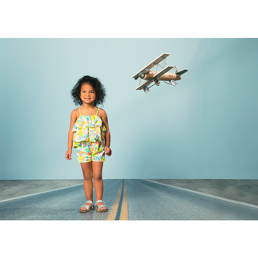 Combinaison courte imprimé tropical pour bébé fille 