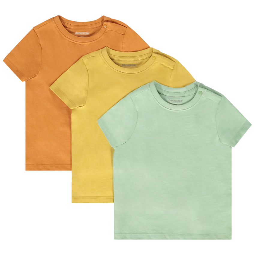 Lot de t-shirts manches courtes en jersey uni pour bébé garçon