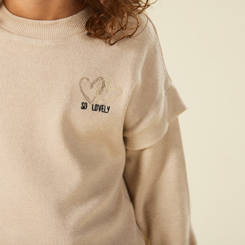 Ensemble jogging 2 pièces effet côtelé pour fille 