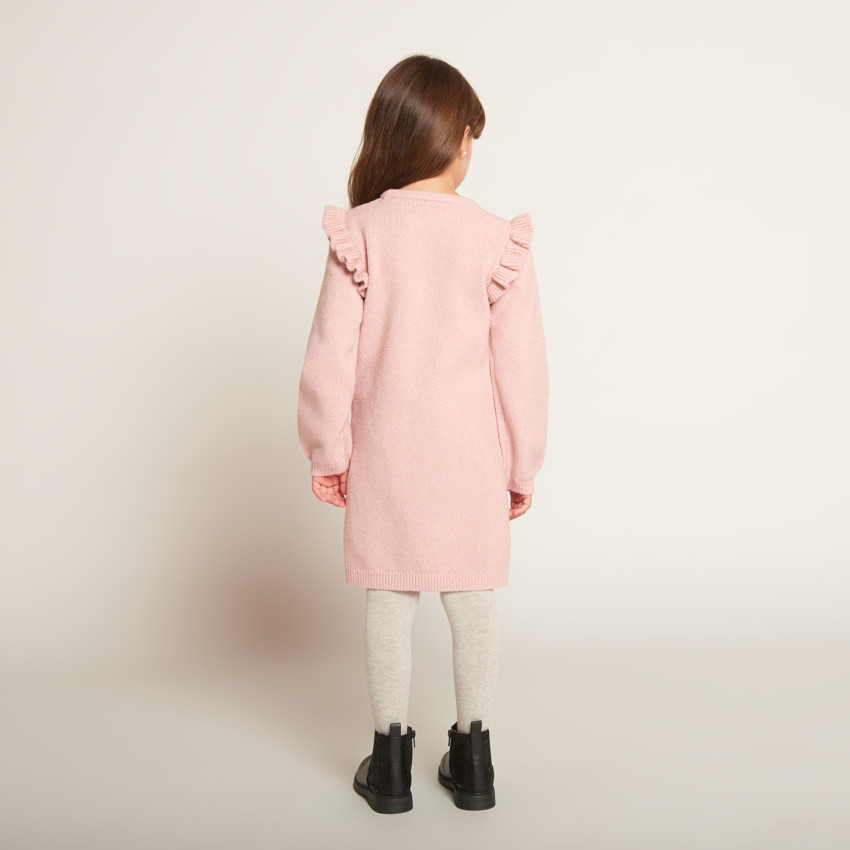 Robe manches longues en tricot uni pour fille 