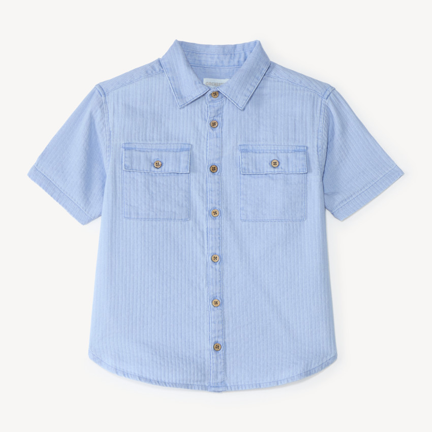 Chemise manches courtes en toile texturée garçon 
