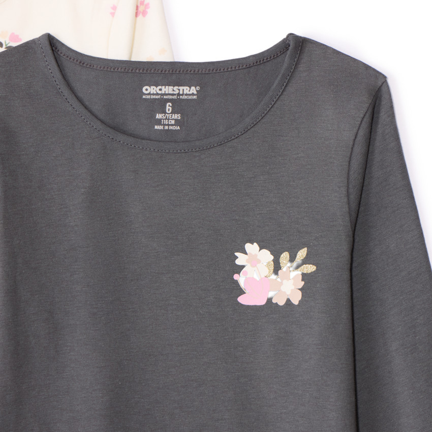 Lot de 4 t-shirts manches longues fantaisie pour fille 