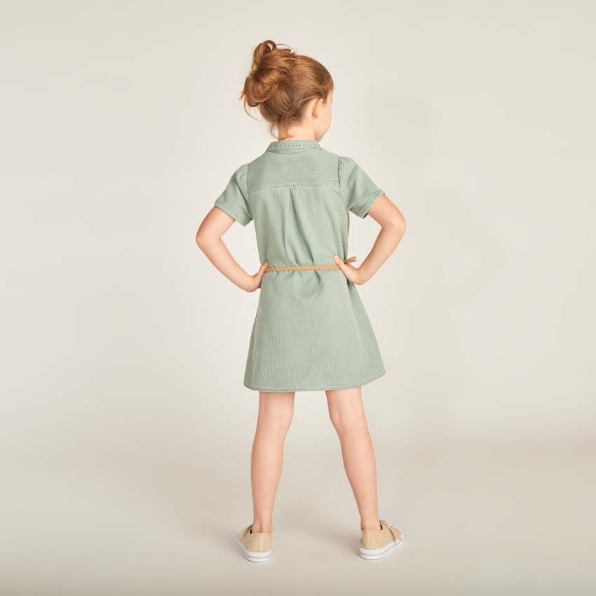Robe chemise à manches courtes avec ceinture pour fille 